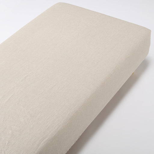 Linen Plain Weave Fitted Sheet Ecru MUJI