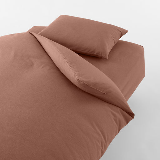 Cotton Flannel Fitted Sheet Reddish Brown MUJI