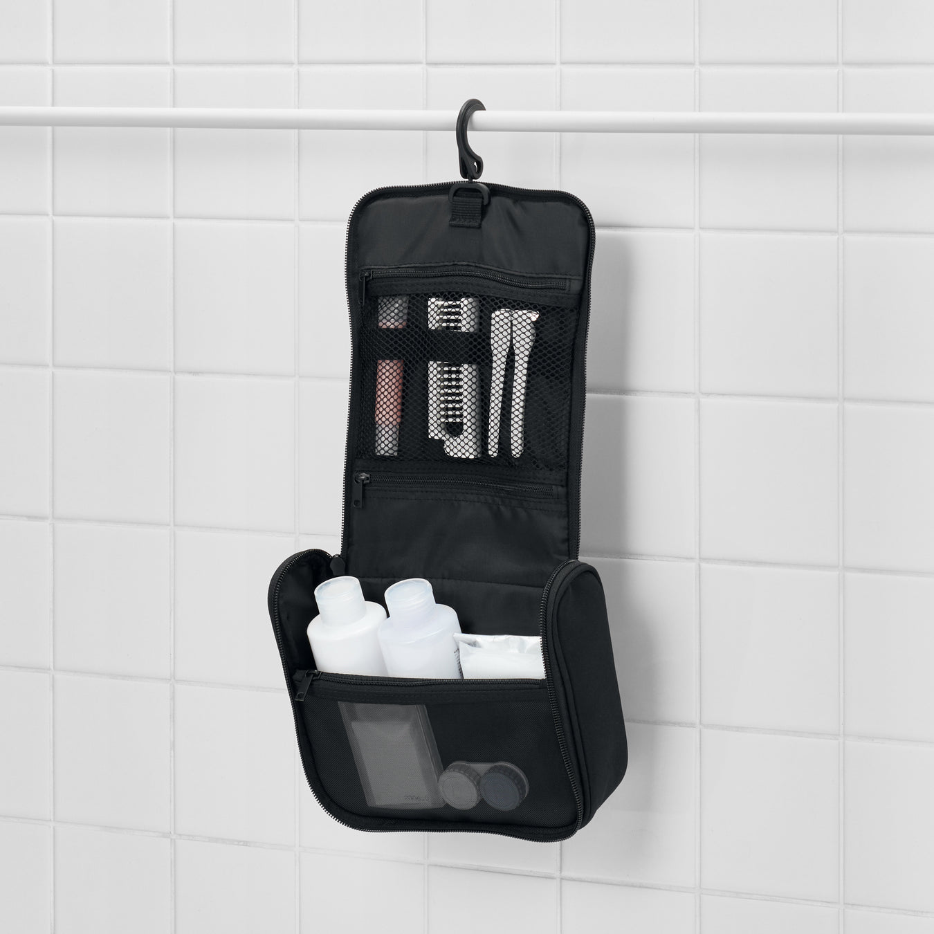 Polyester Hanging Toiletry Case Black MUJI