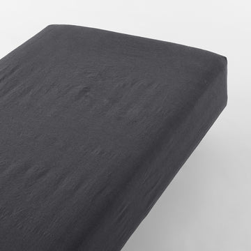 Washed Cotton Fitted Sheet Dark Gray MUJI