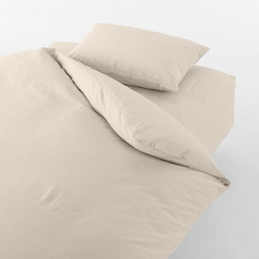 Washed Cotton Fitted Sheet Light Beige MUJI