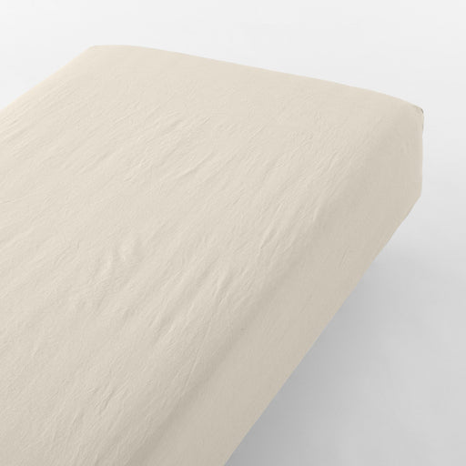 Washed Cotton Fitted Sheet Light Beige MUJI