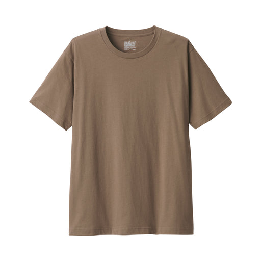 Men's Washed Jersey Short Sleeves Crew Neck T-Shirt Mocha Brown MUJI