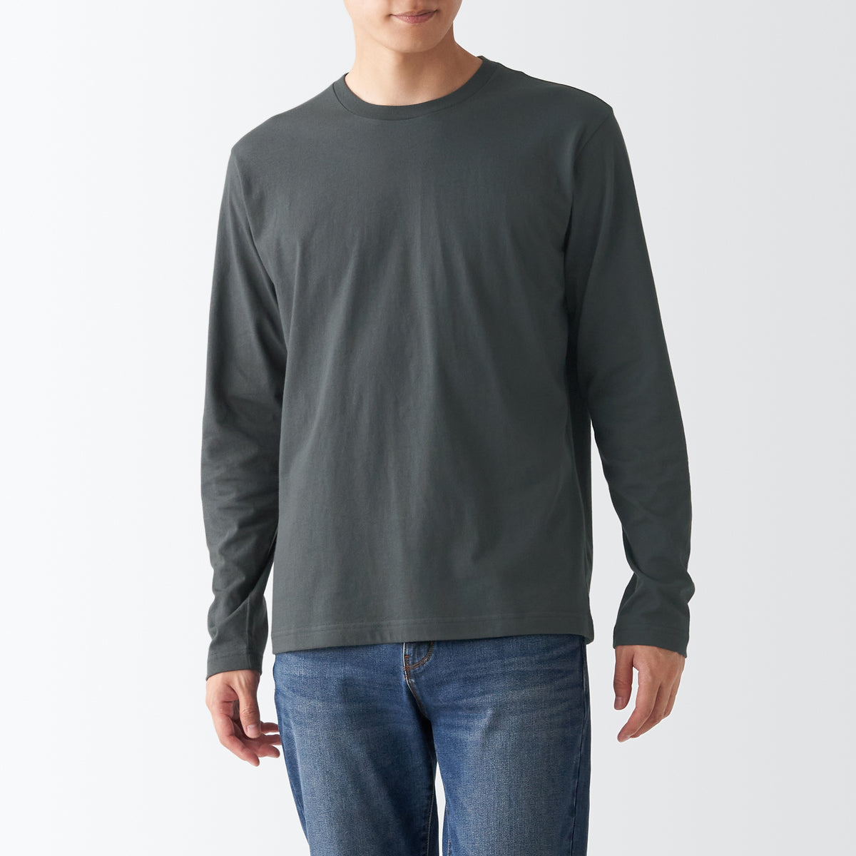 Men's Washed Jersey Long Sleeves Crew Neck T-Shirt