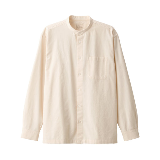 Men's Washed Oxford Stand Collar Long Sleeve Shirt Natural MUJI