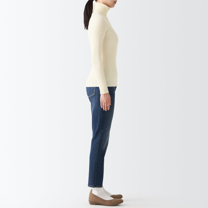 Women's Non-Itchy Washable Wide Ribbed Turtleneck Sweater
