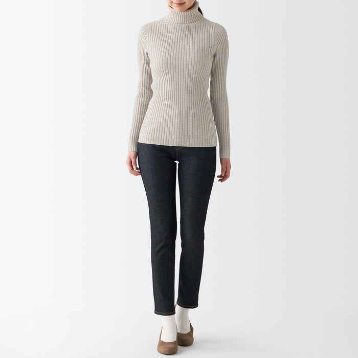 Women's Non-Itchy Washable Wide Ribbed Turtleneck Sweater | MUJI USA