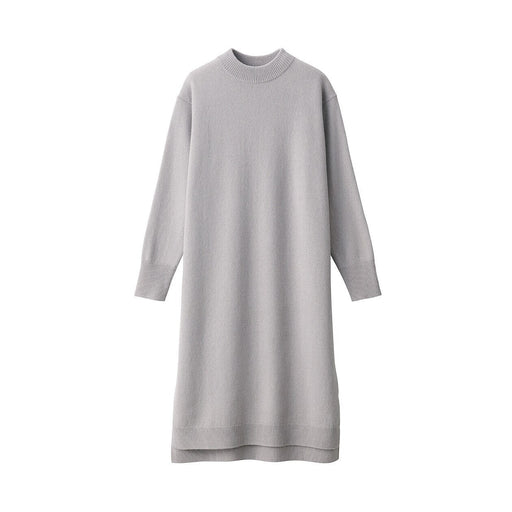 Women's Merino Wool Mock Neck Dress Light Silver Gray MUJI