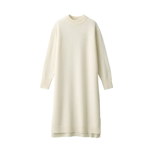 Women's Merino Wool Mock Neck Dress Natural MUJI