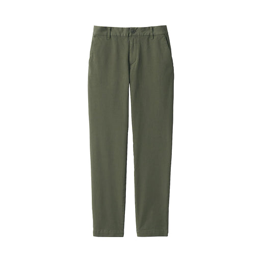 Women's 4-Way Stretch Chino Slim Tapered Pants (L 32inch / 82cm) Khaki Green MUJI