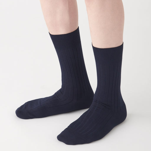 Men's Right Angle Rib Business Sock Dark Navy MUJI