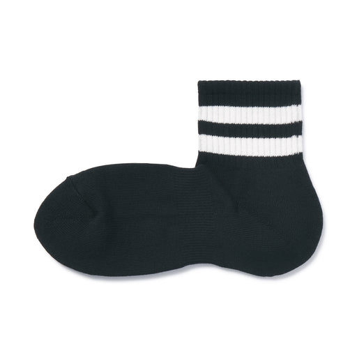 Right Angle Stripe Pile Short Socks 23-30cm Black Stripe MUJI
