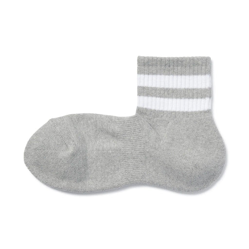 Right Angle Pile Striped Short Socks Gray Stripe MUJI