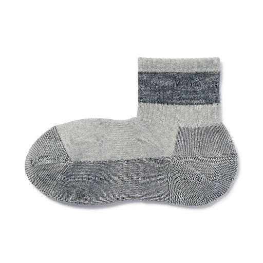 Right Angle Pile Short Socks 23-30cm Gray Pattern MUJI