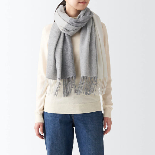 Wool Large Stole Patterned 60x200cm MUJI