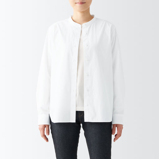 Women's Washed Broad Stand Collar Shirt MUJI