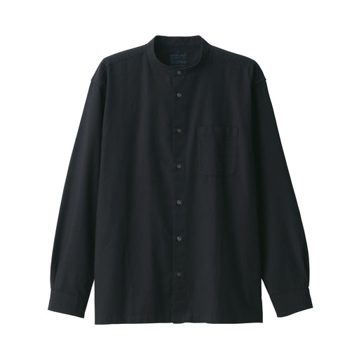 Men's Washed Oxford Stand Collar Shirt Black MUJI