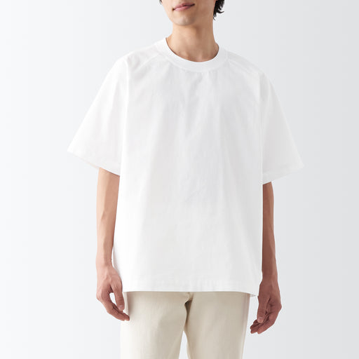 Men's Cool Touch Crew Neck Woven T-Shirt White MUJI