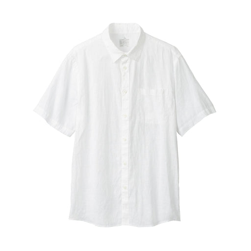 Men's Washed Hemp Short Sleeve Shirt White MUJI