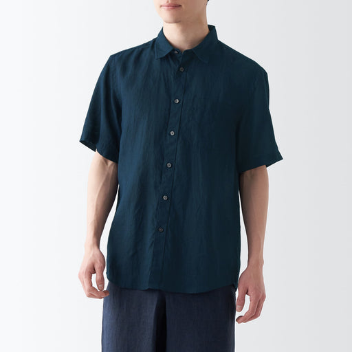 Men's Washed Hemp Short Sleeve Shirt MUJI