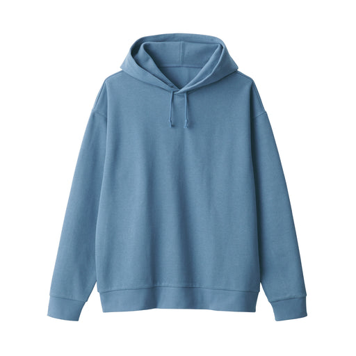Men's Double Knitted Pullover Hoodie Blue MUJI