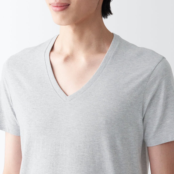 Men\'s Side Seamless Jersey V Neck Short Sleeve T-Shirt | MUJI USA