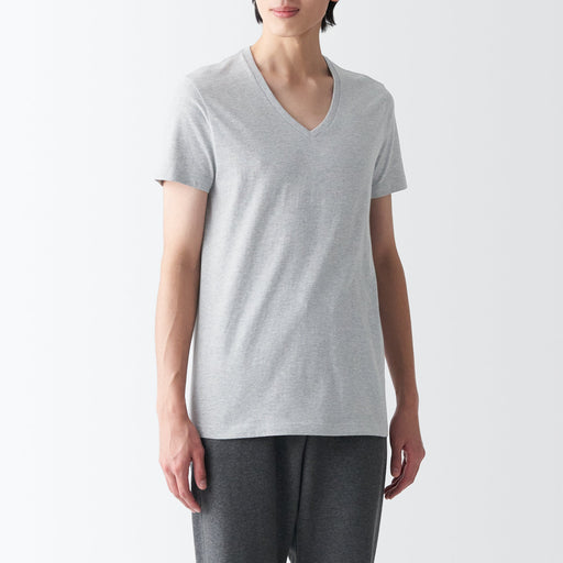 Men's Side Seamless Jersey V Neck Short Sleeve T-Shirt MUJI