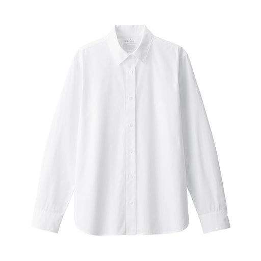 Women's Washed Broad Regular Collar Long Sleeve Shirt White MUJI