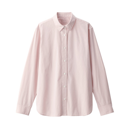 Women's Washed Broad Regular Collar Long Sleeve Shirt Pink MUJI