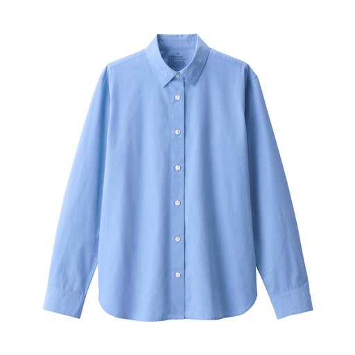 Women's Washed Broad Regular Collar Long Sleeve Shirt Saxe Blue MUJI