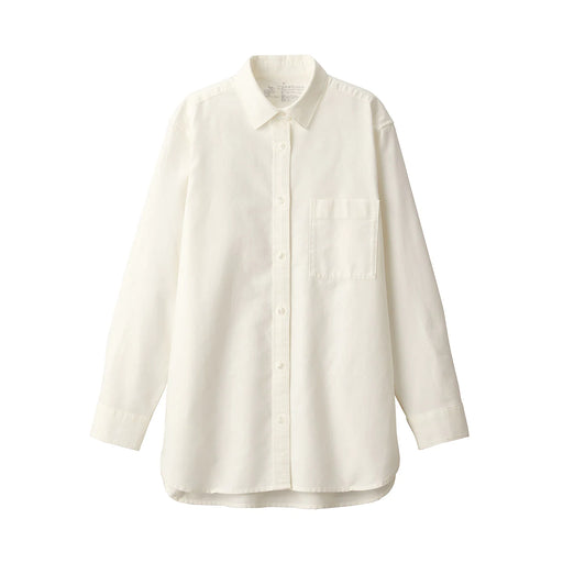 Women's Cotton Kapok Oxford Long Sleeve Shirt Off White MUJI