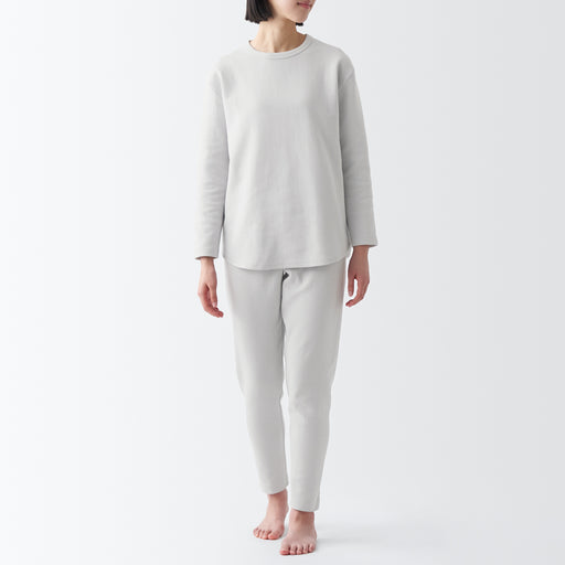 Women's Double Knit Loungewear Set Light Gray MUJI
