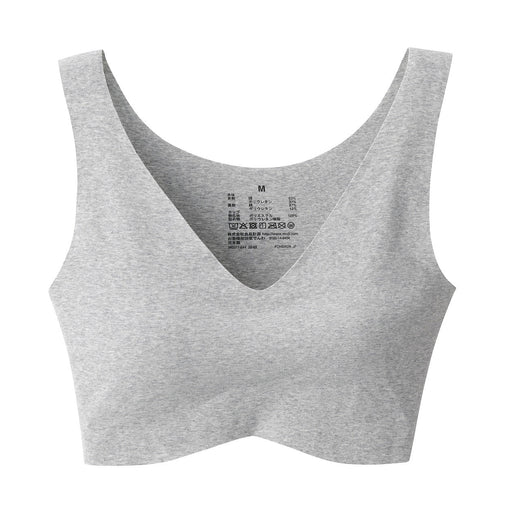Women's Complete Seamless Cotton Half Top Bra Gray MUJI
