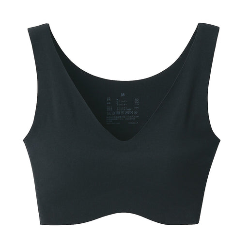 Women's Complete Seamless Cotton Half Top Bra Black MUJI