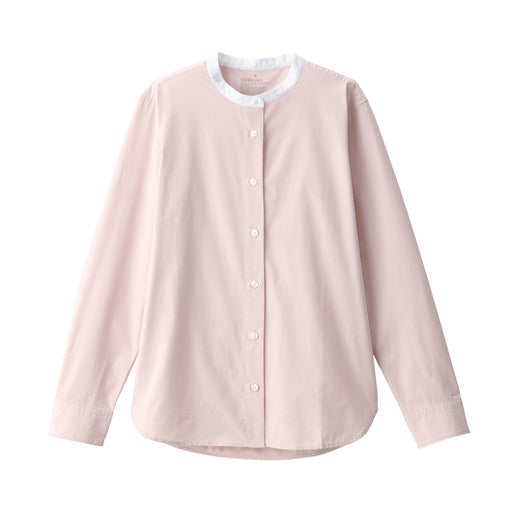 Women's Washed Broad Stand Collar Long Sleeve Shirt Pink MUJI