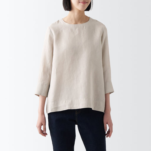 Women's Washed Linen 3/4 Sleeve Blouse MUJI