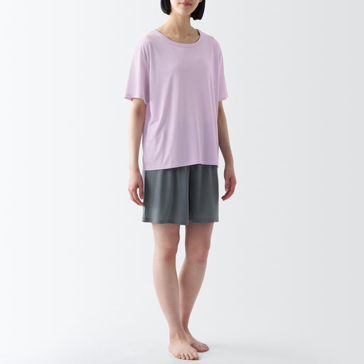 Women's Polyester Rayon Short Sleeve Loungewear Set MUJI