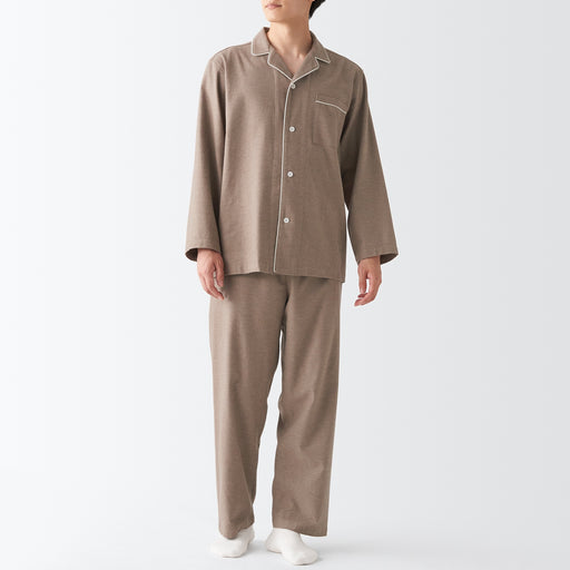 Men's Side Seamless Flannel Pajamas Brown MUJI