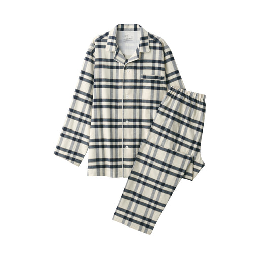 Men's Side Seamless Flannel Pajamas Ivory Check MUJI