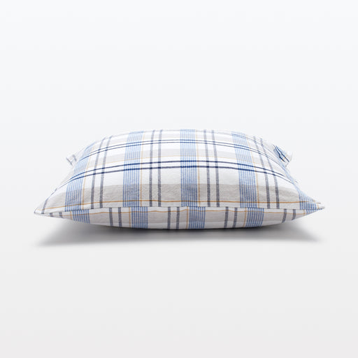 Indian Cotton Madras Check Cushion Cover Off White 16.9 x 16.9" (43x43cm) MUJI