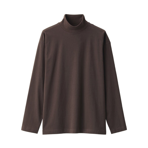 Men's Brushed Jersey Mock Neck Long Sleeve T-Shirt Dark Brown MUJI