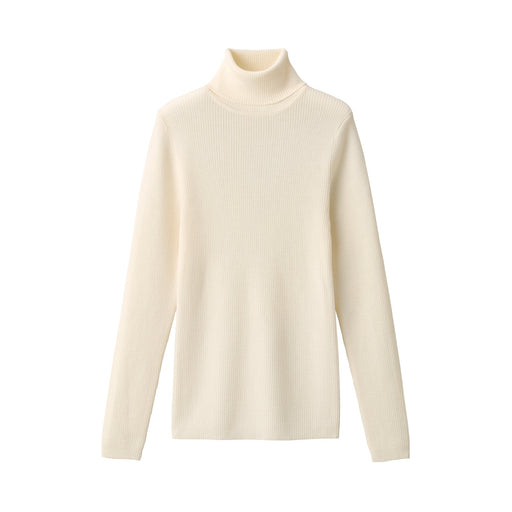 Women's Washable Ribbed Turtleneck Sweater Off White MUJI