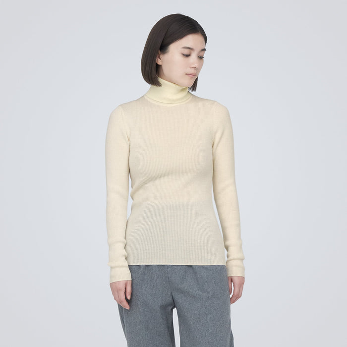 Women's Washable Wide Ribbed Turtleneck Sweater | MUJI USA