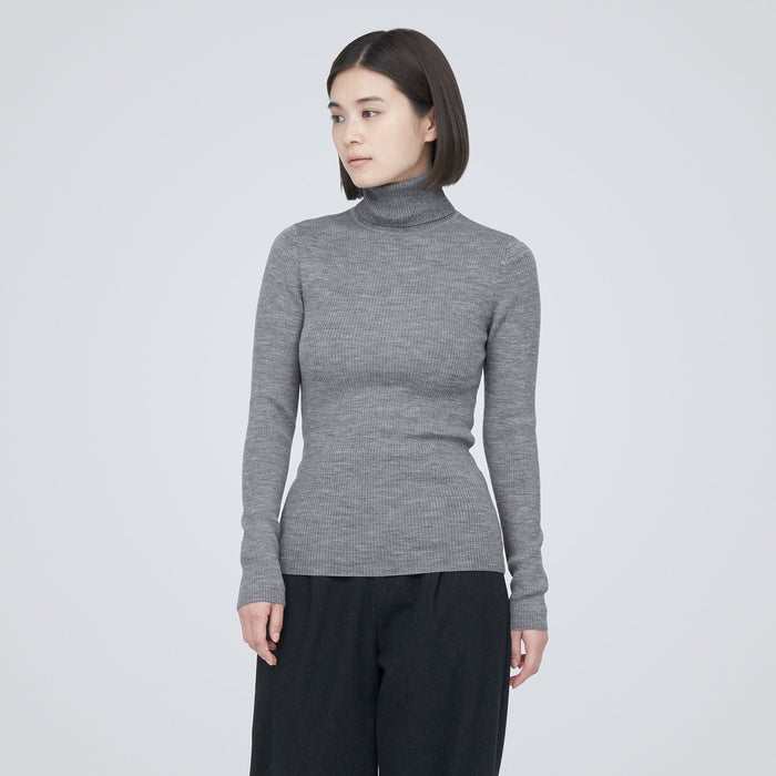Women's Washable Wide Ribbed Turtleneck Sweater | MUJI USA