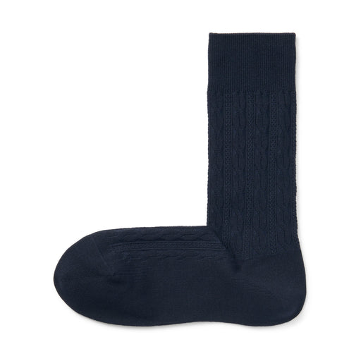 Right Angle Cable Socks Dark Navy MUJI