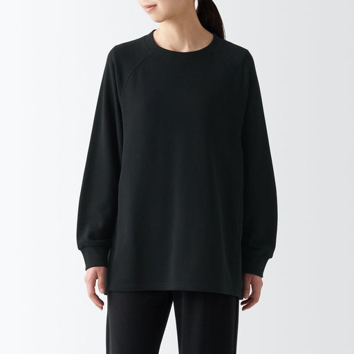 Women's Stretch French Terry Oversized Pullover Black MUJI