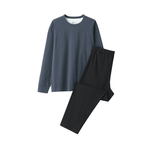 Men's Cotton Blend, Light Long Sleeve Loungewear Set Dark Gray MUJI