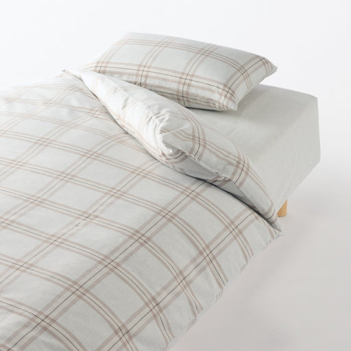 Cotton Flannel Patterned Duvet Cover Light Gray Check MUJI