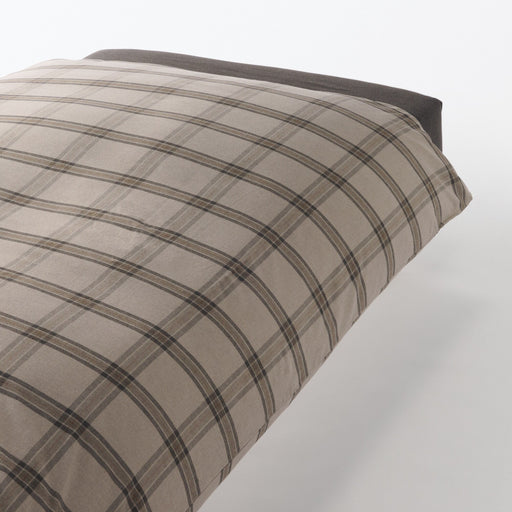 Cotton Flannel Patterned Duvet Cover Dark Brown Check MUJI