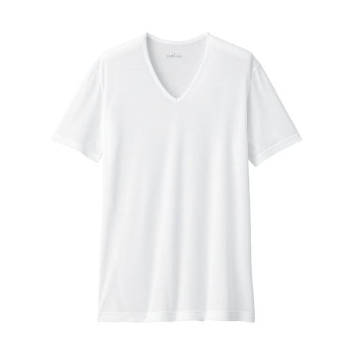 Men's Cool Touch Smooth V-Neck Short Sleeve T-Shirt White MUJI